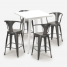 juego bar cocina mesa 60 x 60 cm blanco metal 4 taburetes bucket white Descueto