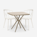 Juego 2 sillas diseño polipropileno mesa cuadrada 70 x 70 cm beige Saiku Descueto