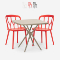 Juego 2 sillas diseño polipropileno mesa cuadrada 70 x 70 cm beige Saiku Oferta