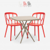 Juego 2 sillas diseño polipropileno mesa cuadrada 70 x 70 cm beige Saiku Oferta