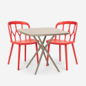 Juego 2 sillas diseño polipropileno mesa cuadrada 70 x 70 cm beige Saiku Stock