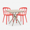 Juego 2 sillas diseño polipropileno mesa cuadrada 70 x 70 cm beige Saiku Stock