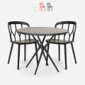 Juego mesa redonda negro 80 cm 2 sillas polipropileno Kento Dark Promoción