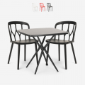 Juego mesa cuadrada negro 70 x 70 cm 2 sillas exterior diseño Saiku Dark Promoción