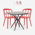 Juego mesa cuadrada negro 70 x 70 cm 2 sillas exterior diseño Saiku Dark Oferta