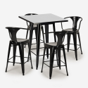 juego mesa alta negro 60 x 60 cm 4 taburetes metal bar cocina bucket black Precio