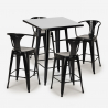juego mesa alta negro 60 x 60 cm 4 taburetes metal bar cocina bucket black Precio