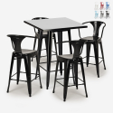 juego mesa alta negro 60 x 60 cm 4 taburetes metal bar cocina bucket black Descueto