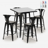 juego mesa alta negro 60 x 60 cm 4 taburetes metal bar cocina bucket black Descueto