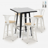 juego mesa negro 60 x 60 cm industrial 4 taburetes bucket black top light Rebajas