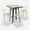 juego mesa negro 60 x 60 cm industrial 4 taburetes bucket black top light Modelo