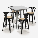 juego bar cocina industrial mesa 60 x 60 cm 4 taburetes bucket top light Modelo