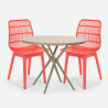 Juego 2 sillas diseño moderno mesa redonda beige 80 cm exterior Bardus Modelo