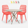 Juego 2 sillas diseño moderno mesa redonda beige 80 cm exterior Bardus Stock