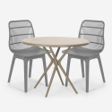 Juego 2 sillas diseño moderno mesa redonda beige 80 cm exterior Bardus Precio
