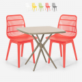 Juego 2 sillas polipropileno mesa cuadrada beige 70 x 70 cm diseño Cevis Promoción