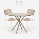 Juego mesa redonda 80 cm beige 2 sillas polipropileno diseño Fisher Promoción