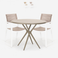 Juego mesa redonda 80 cm beige 2 sillas polipropileno diseño Fisher Promoción