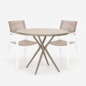 Juego mesa redonda 80 cm beige 2 sillas polipropileno diseño Fisher Rebajas