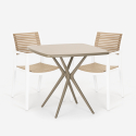 Juego 2 sillas mesa beige cuadrada 70 x 70 cm polipropileno exterior Clue Rebajas