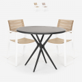 Conjunto 2 sillas diseño moderno mesa negra redonda 80 cm Fisher Dark Promoción