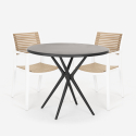 Conjunto 2 sillas diseño moderno mesa negra redonda 80 cm Fisher Dark Rebajas