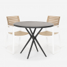 Conjunto 2 sillas diseño moderno mesa negra redonda 80 cm Fisher Dark Rebajas