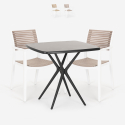 Conjunto mesa cuadrada negra 70 x 70 cm 2 sillas diseño moderno Clue Dark Promoción