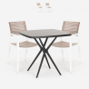 Conjunto mesa cuadrada negra 70 x 70 cm 2 sillas diseño moderno Clue Dark Promoción