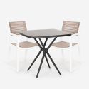 Conjunto mesa cuadrada negra 70 x 70 cm 2 sillas diseño moderno Clue Dark Rebajas
