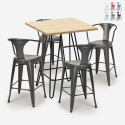 juego bar cocina 4 taburetes industrial mesa madera 60 x 60 cm mason Descueto