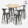 juego bar cocina 4 taburetes industrial mesa madera 60 x 60 cm mason Descueto
