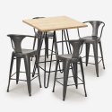 juego bar cocina 4 taburetes industrial mesa madera 60 x 60 cm mason Precio