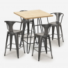 juego bar cocina 4 taburetes industrial mesa madera 60 x 60 cm mason Precio