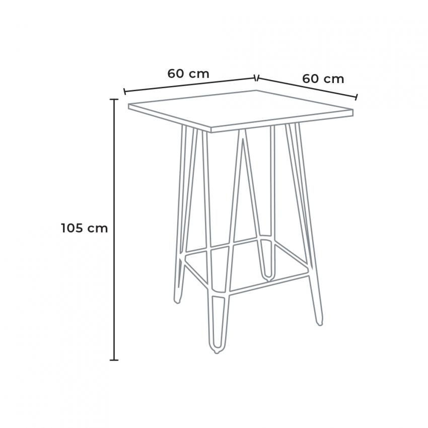 Juego 4 taburetes tolix mesa industrial madera metal 60 x 60 cm Mason Wood