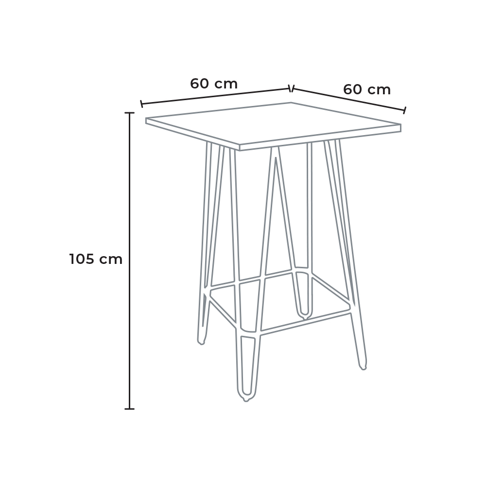 Conjunto 4 taburetes tolix mesa industrial 60 x 60 cm madera metal
