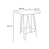 juego 4 taburetes Lix mesa industrial alta madera metal 60 x 60 cm mason steel top 