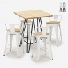 juego bar industrial 4 taburetes mesa alta 60 x 60 mason steel top light Rebajas