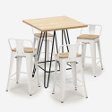juego bar industrial 4 taburetes mesa alta 60 x 60 mason steel top light Modelo