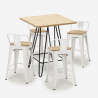 juego bar industrial 4 taburetes mesa alta 60 x 60 mason steel top light Modelo