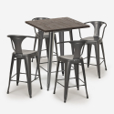 juego mesa alta madera 60 x 60 cm 4 taburetes industrial metal bruck Elección