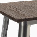 juego mesa alta madera 60 x 60 cm 4 taburetes industrial metal bruck 