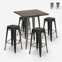 juego mesa bar alto 60 x 60 cm 4 taburetes madera industrial bent Venta