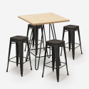 juego bar cocina 4 taburetes madera mesa alta industrial 60 x 60 cm oudin Rebajas