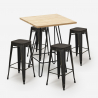 juego bar cocina 4 taburetes madera mesa alta industrial 60 x 60 cm oudin Rebajas
