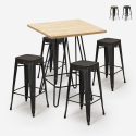 juego bar cocina 4 taburetes madera mesa alta industrial 60 x 60 cm oudin Promoción