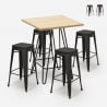 juego bar cocina 4 taburetes madera mesa alta industrial 60 x 60 cm oudin Promoción