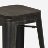 juego mesa industrial 60 x 60 cm 4 taburetes madera metal oudin noix Medidas