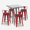 juego bar cocina mesa alta metal 60 x 60 cm 4 taburetes madera buch 