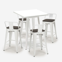 conjunto 4 taburetes bar mesa industrial metal blanco 60 x 60 cm buch white Medidas